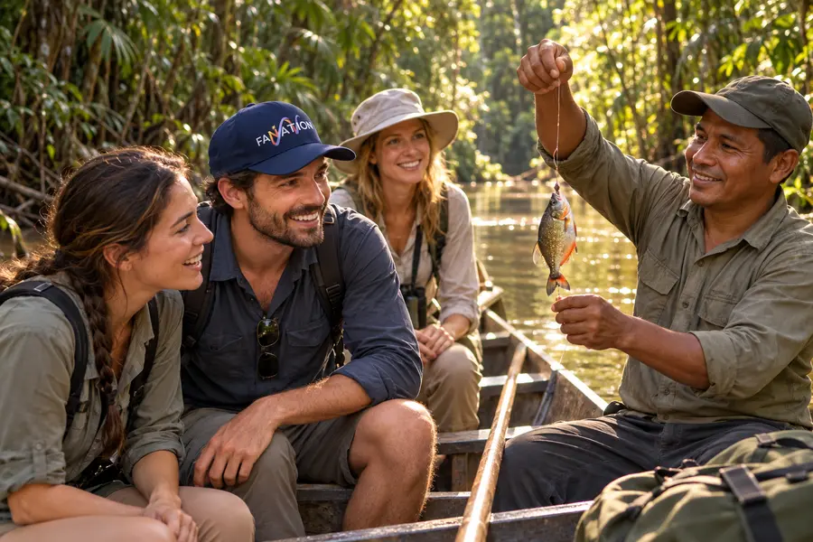 Exploración de la selva y demostración de pesca de pirañas con guía local