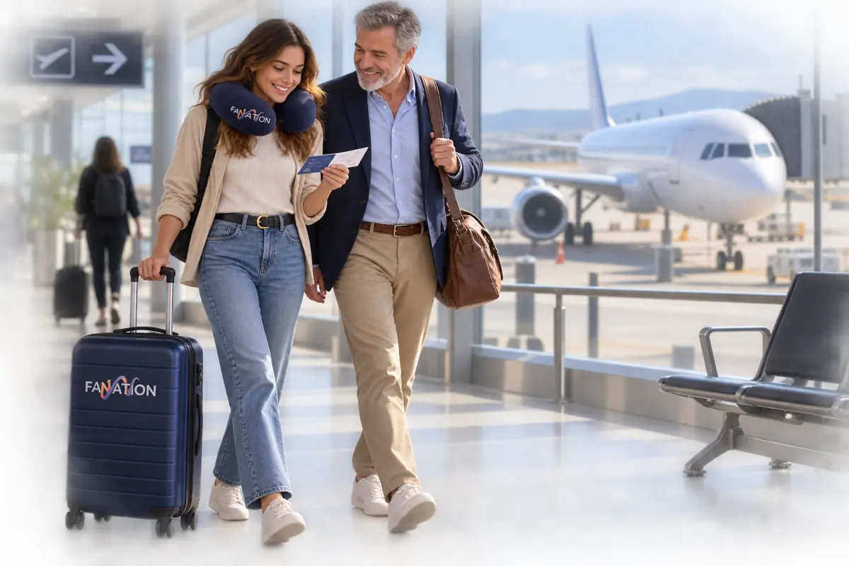 Viajeros FANATION en el aeropuerto antes de tomar su vuelo
